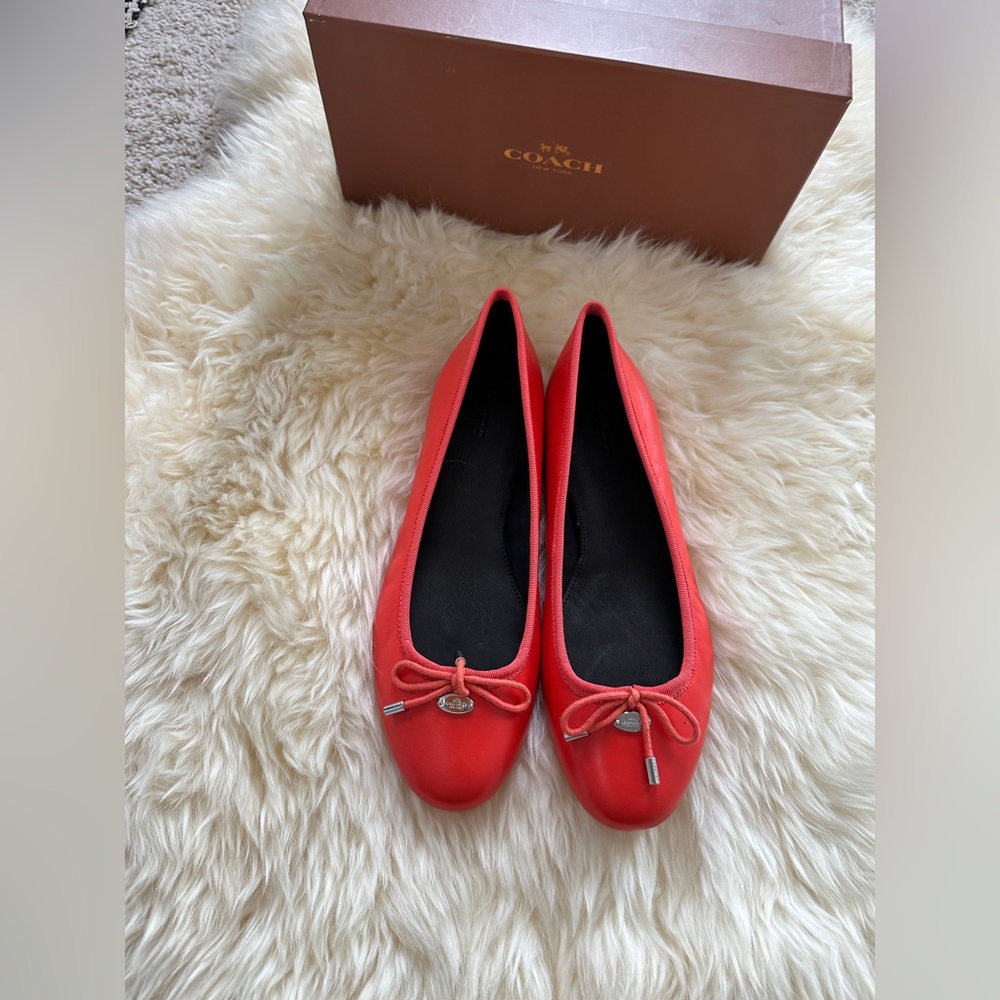 Authentic Coach Orange Genuine Leather Ballerina Shoes Size 8.5 - Picture 11 of 11
